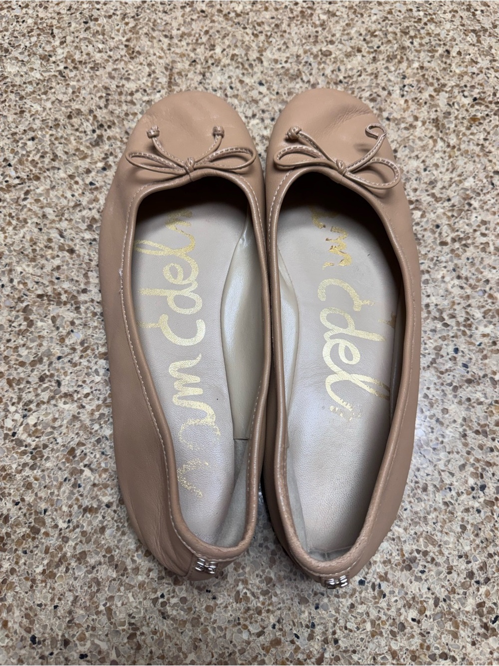 Sam Edelman Blush Leather Ballet Flats with Bow